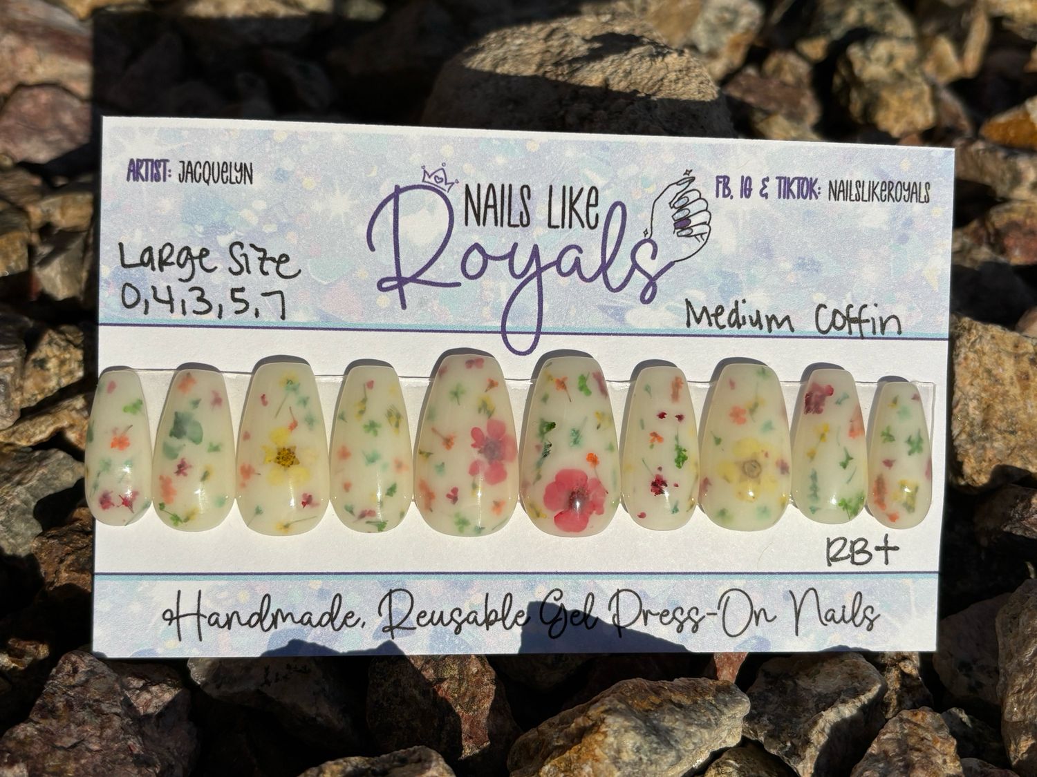 Medium Coffin | Large (0,4,3,5,7) - Pre-Sized Gel Press On Set