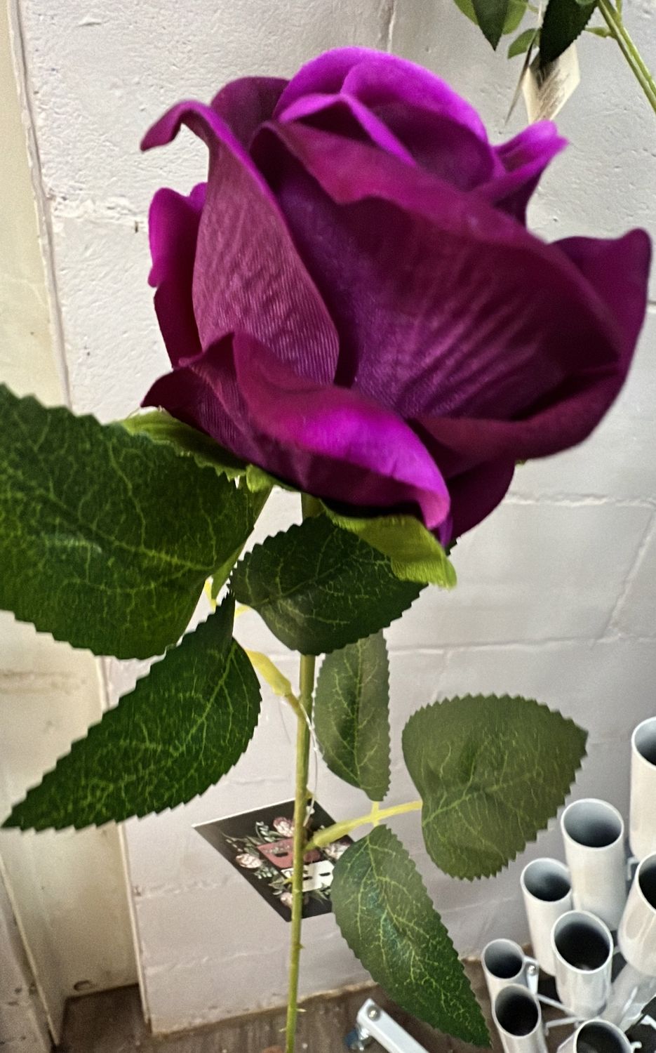 Magenta - Single Stem Velvet Rose 7cm Small 51cm