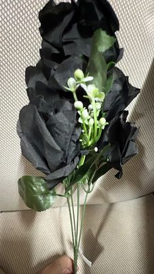 Black Bunch Silk Flower 5 Heads 35cm