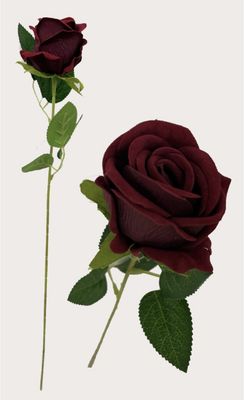 Burgundy Diamond Velvet Single Stem Rose 50cm
