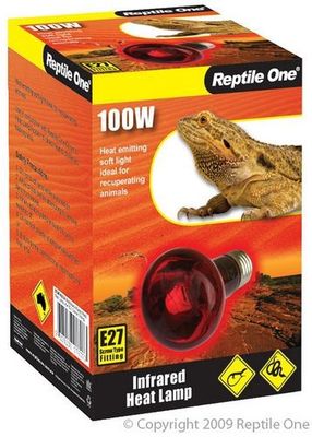 REPTILE ONE Infrared Heat Lamp 100w E27 Screw Fitting