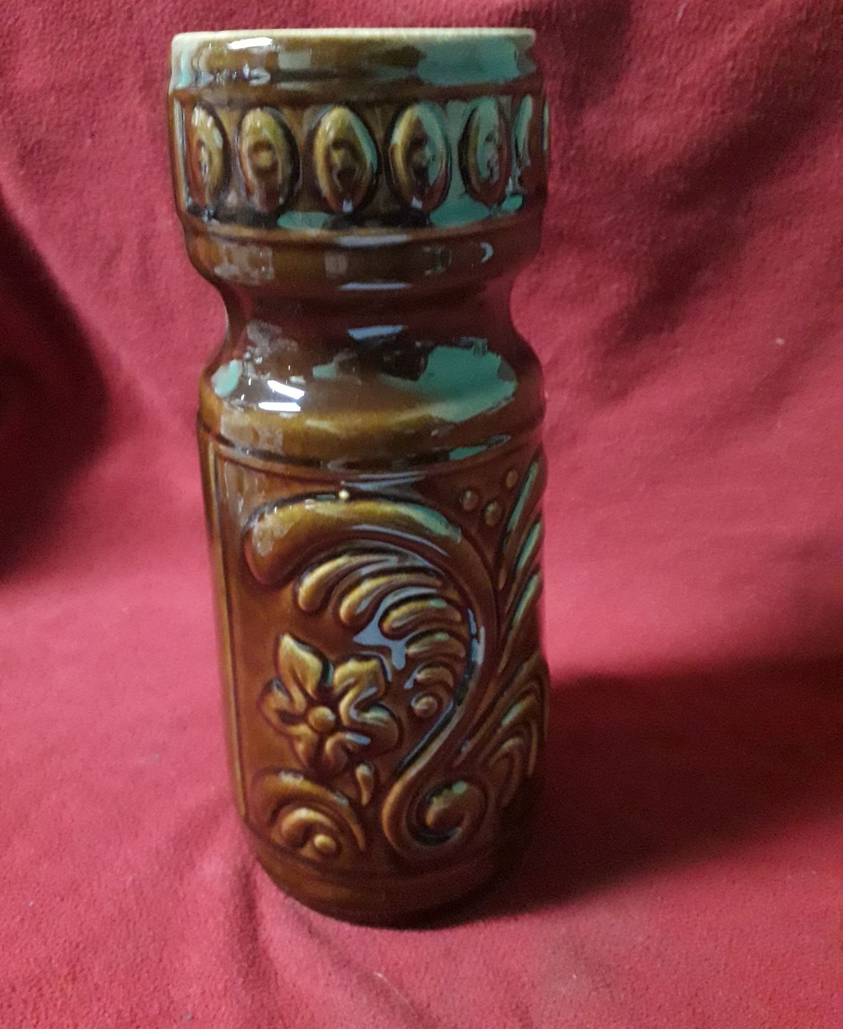 Wazon ceramiczny PRL  brązowy