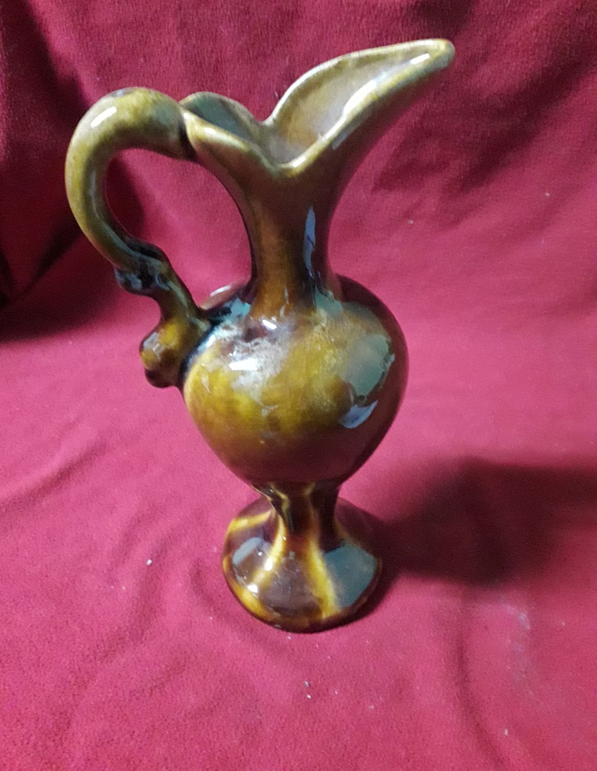 Dzbanek ceramiczny PRL brązowy