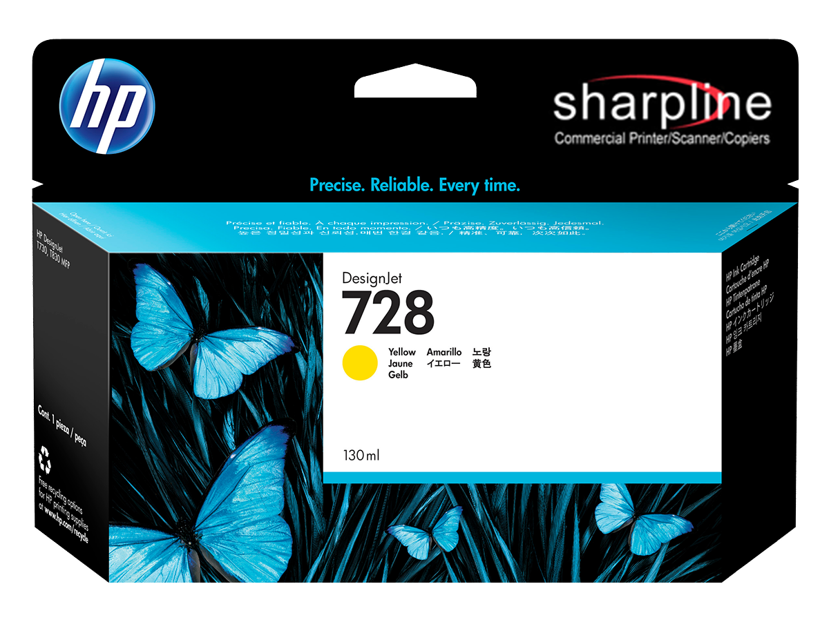 HP 728 130-ml Yellow DesignJet Ink Cartridge