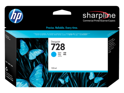 HP 728 130-ml Cyan DesignJet Ink Cartridge