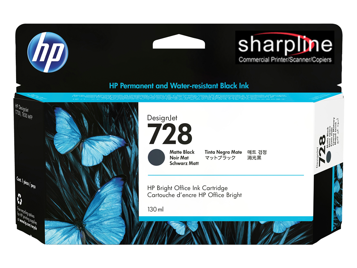 HP 728 130-ml Matte Black DesignJet Ink Cartridge
