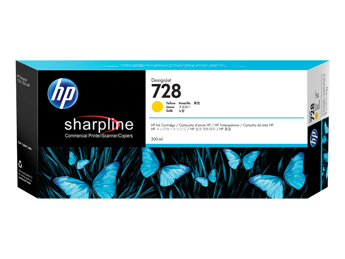 HP 728 300-ml Yellow DesignJet Ink Cartridge