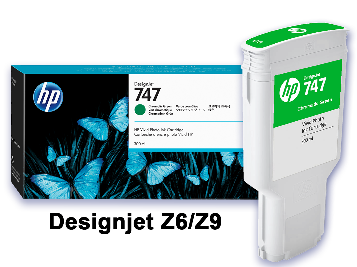 HP 747 Chromatic Green DesignJet 300-ml Ink Cartridge