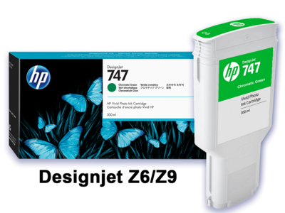 HP 747 Chromatic Green DesignJet 300-ml Ink Cartridge