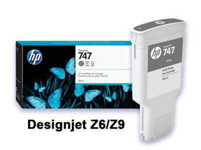 HP 747 Gray DesignJet 300-ml Ink Cartridge