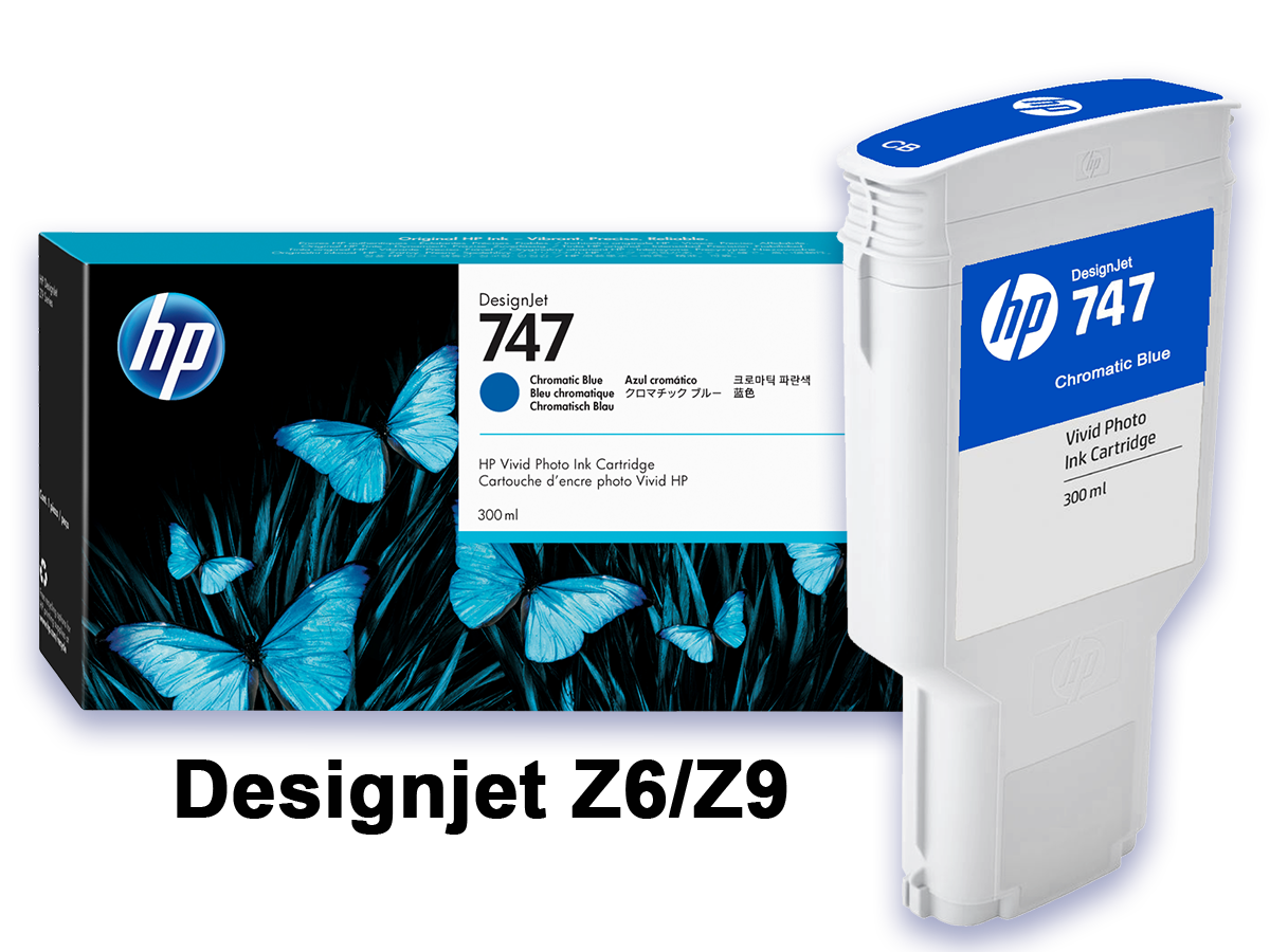 HP 747 Chromatic Blue DesignJet 300-ml Ink Cartridge