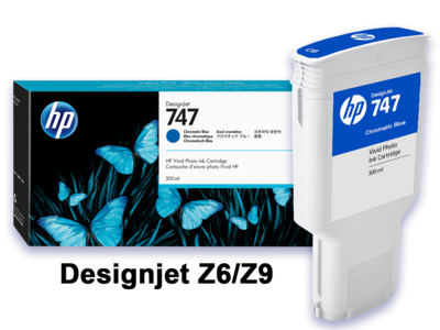 HP 747 Chromatic Blue DesignJet 300-ml Ink Cartridge