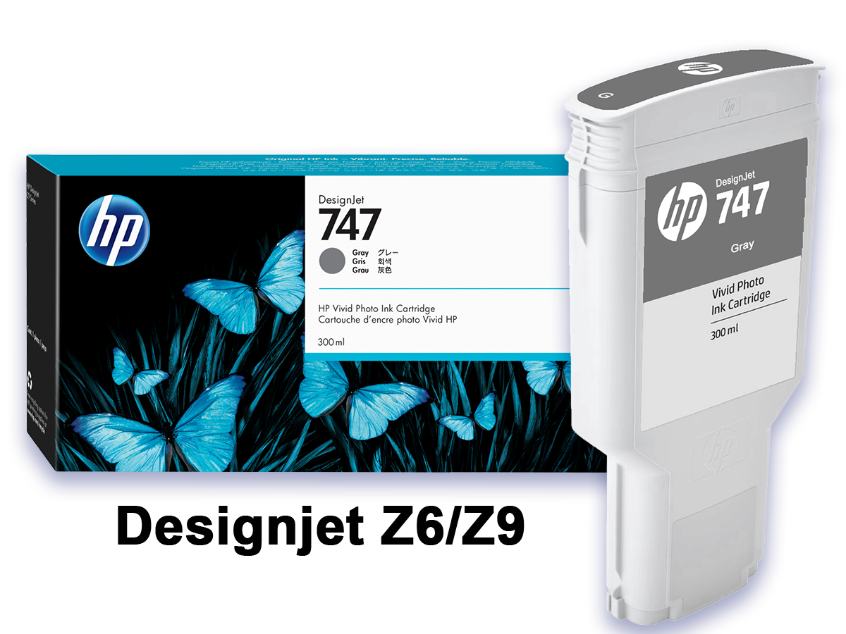HP 747 Gray DesignJet 300-ml Ink Cartridge