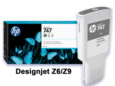 HP 747 Gray DesignJet 300-ml Ink Cartridge