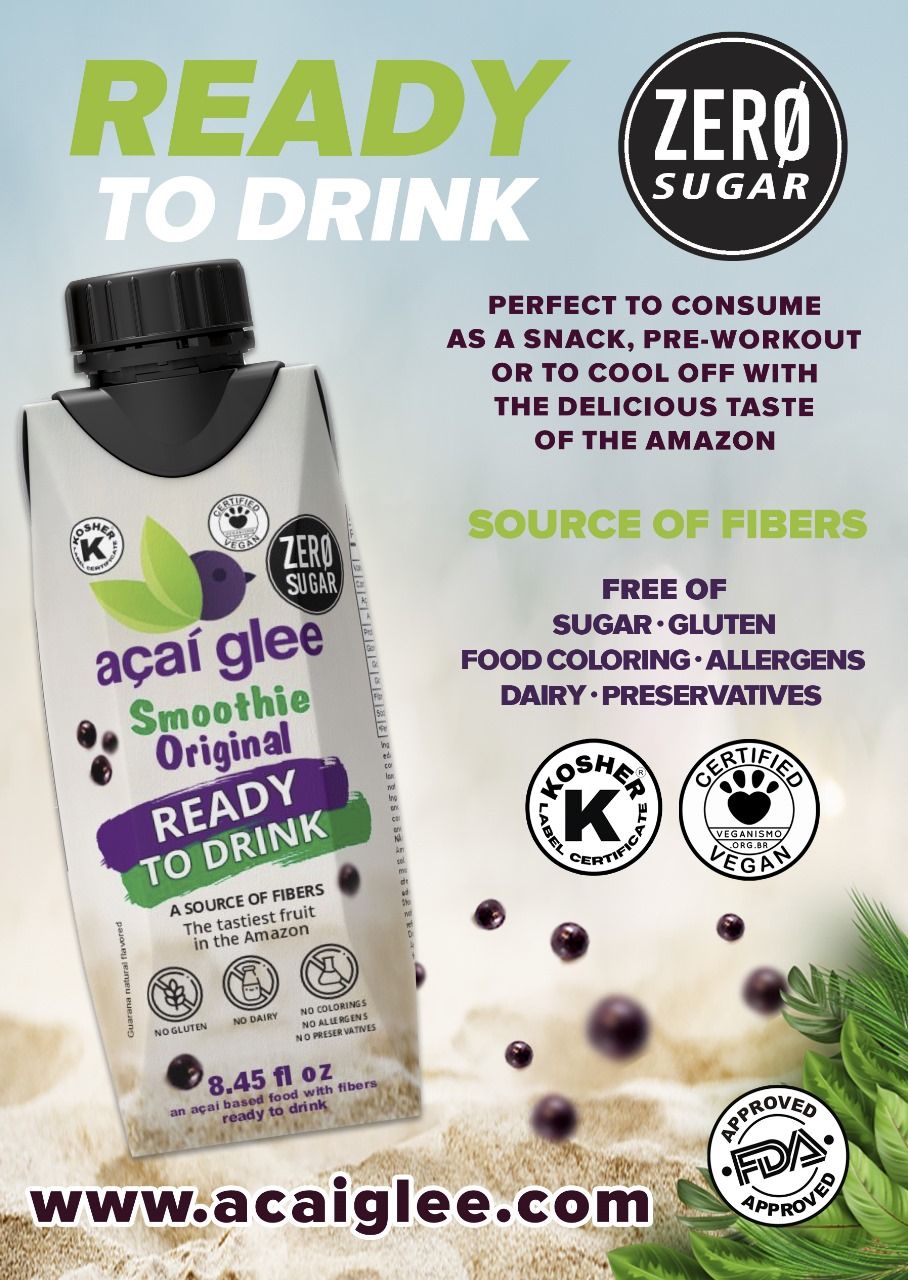 Açaí Glee Smoothie Zero Sugar Tetra Pak 250ml / Pallet: 118 packs with 24 boxes (3072 boxes 250ml)