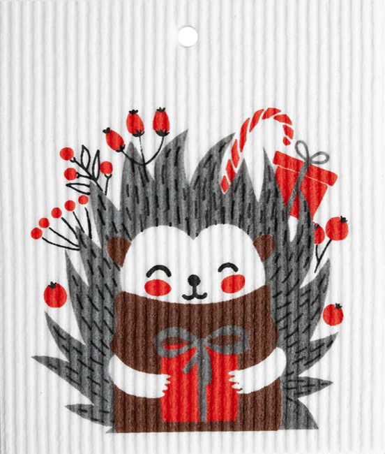 Swedish Wash Towel, Hedgehog with Gifts