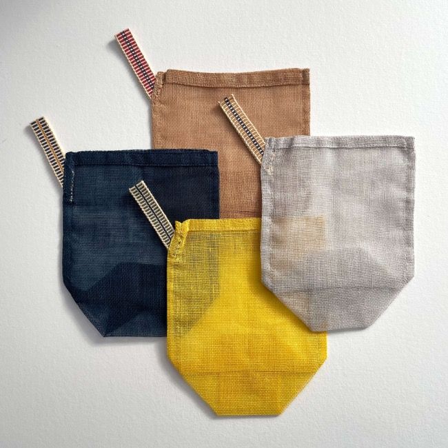 Small Cotton Gauze Net Produce Bags with Handle navy