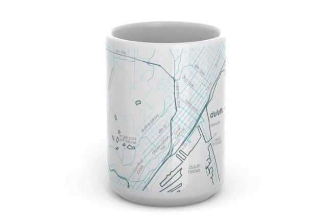 Well Told - Duluth MN Map 15 oz Ceramic Mug Blue