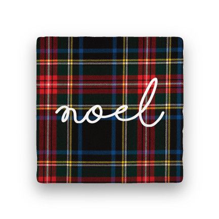 Red/Green Plaid - Marble Coaster (Christmas)