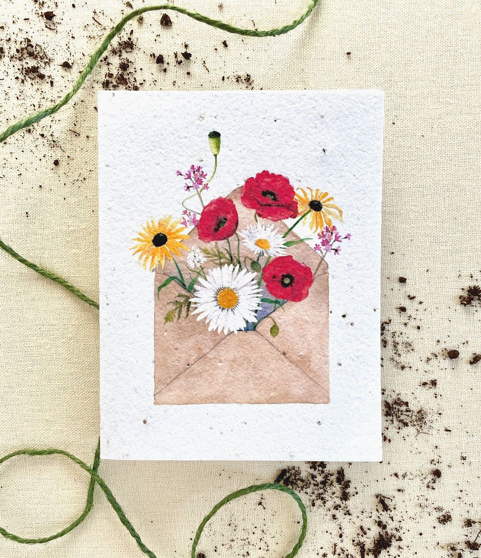 Seed Card Happy Birthday Wildflower Plantable Seed Card Brown Kraft Compostable Cello Sleeves