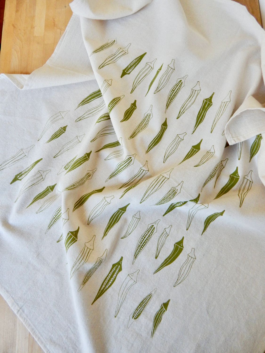 Handprinted Carrot Kitchen Towel