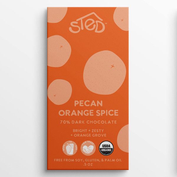 Pecan Orange Spice Chocolate Bar Large- 2 oz