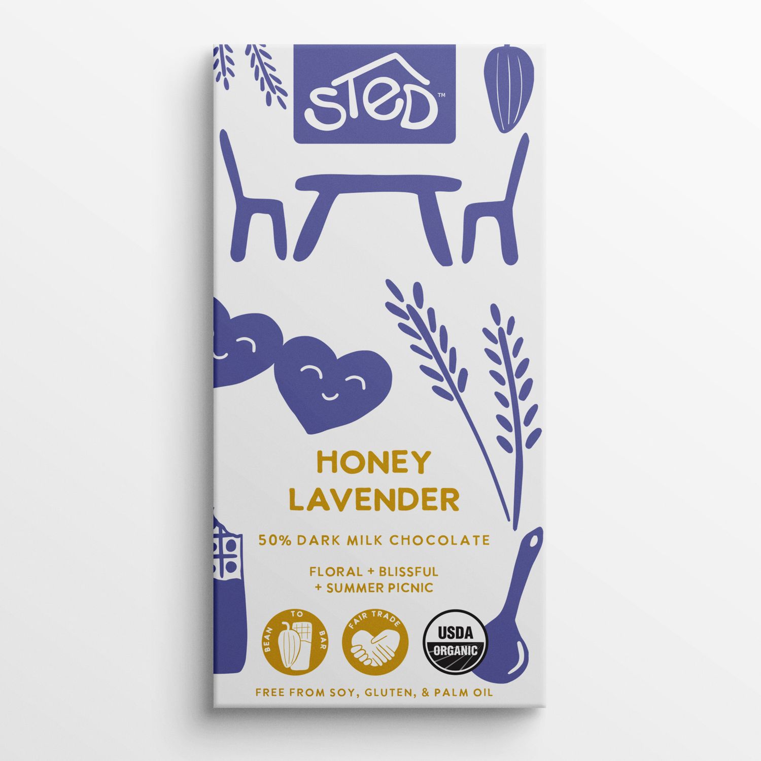 Honey Lavender Chocolate Bar Large- 2 oz