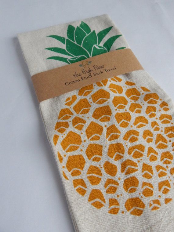 Handprinted Pineapple Kitchen Towel