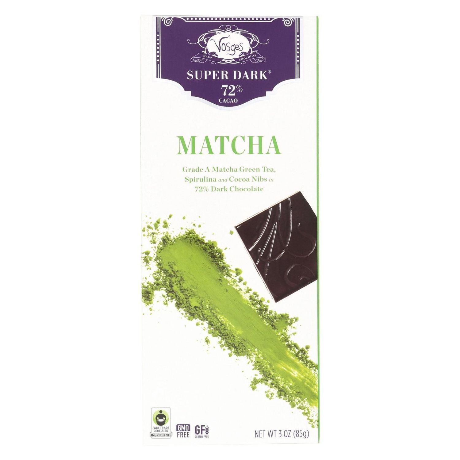 Dark Chocolate Bar w/ Matcha Green Tea &amp; Spirulina-Gourmet