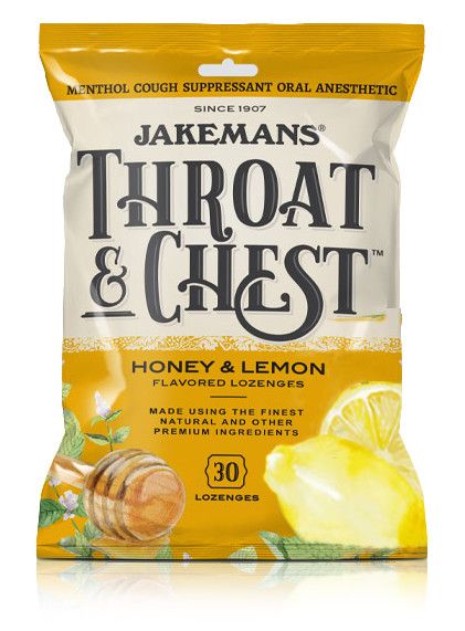 Throat &amp; Chest Honey Lemon Lozenges Bag - 30 Ct