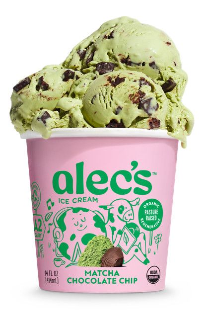 Matcha Chocolate Chip Organic Ice Cream | Alec's Ice Cream