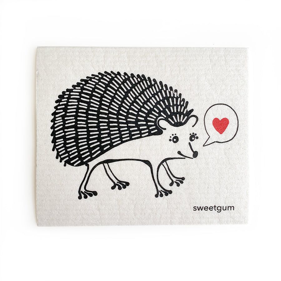 Hedgehog (Black &amp; White) Swedish Dishcloth