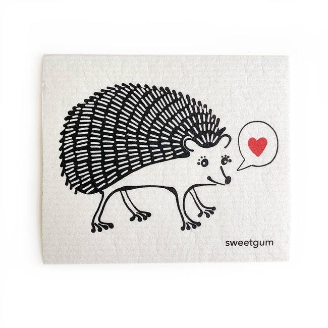Hedgehog (Black &amp; White) Swedish Dishcloth | Sweetgum Home