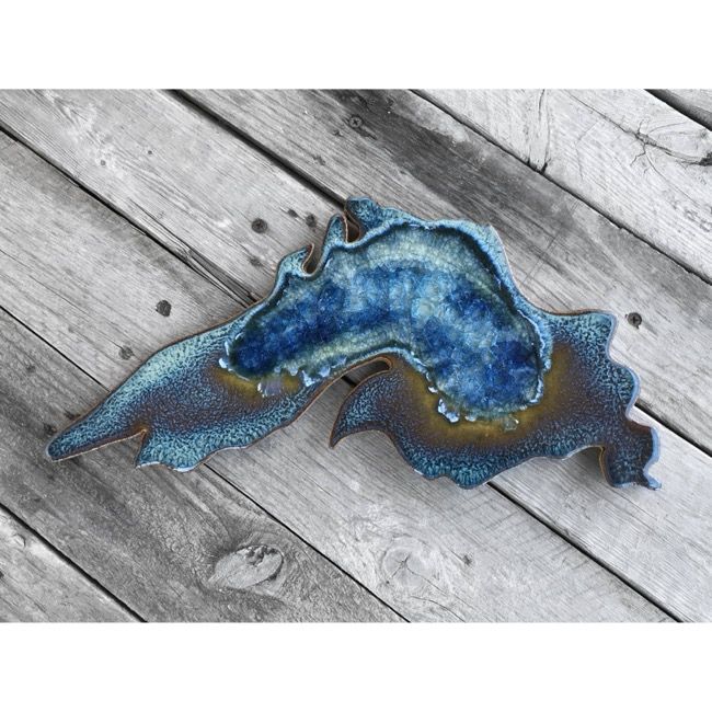 Lake Superior Trivet Cobalt &amp; Copper | Dock 6 Pottery