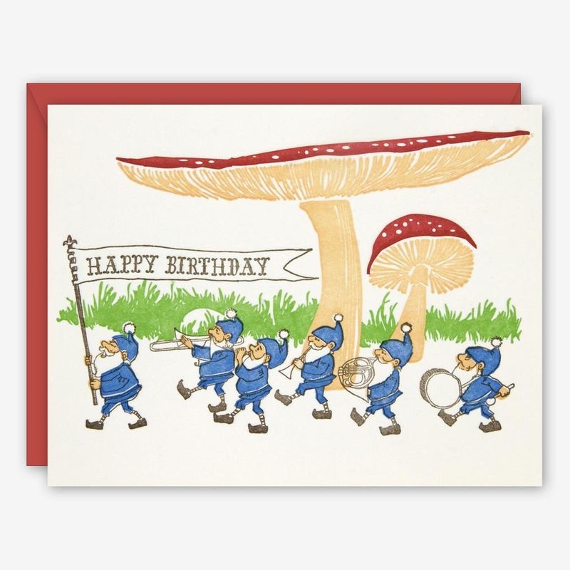 Gnomes Parade Happy Birthday Notecard