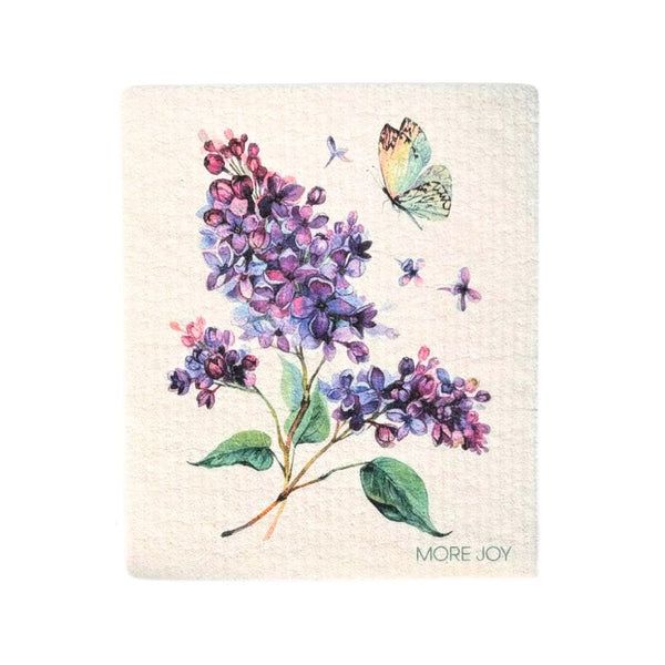Lilac and Butterfly Swedish Dishcloth