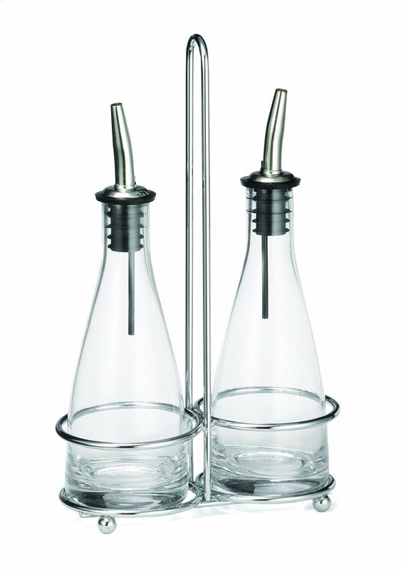 European Collection 6 oz Bottle Set with Chrome Plated Rack