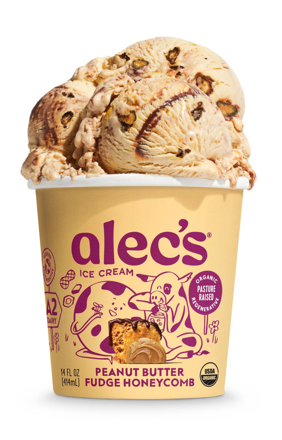 Peanut Butter Fudge Honeycomb Organic Ice Cream