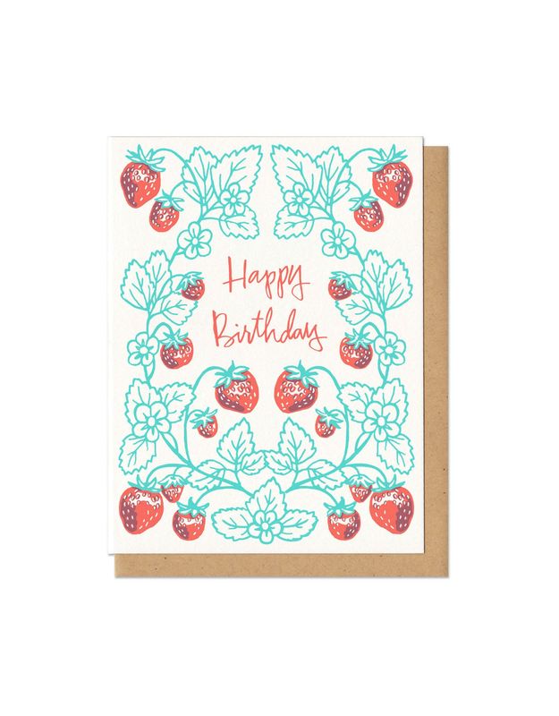 Strawberries Happy Birthday A2 Card