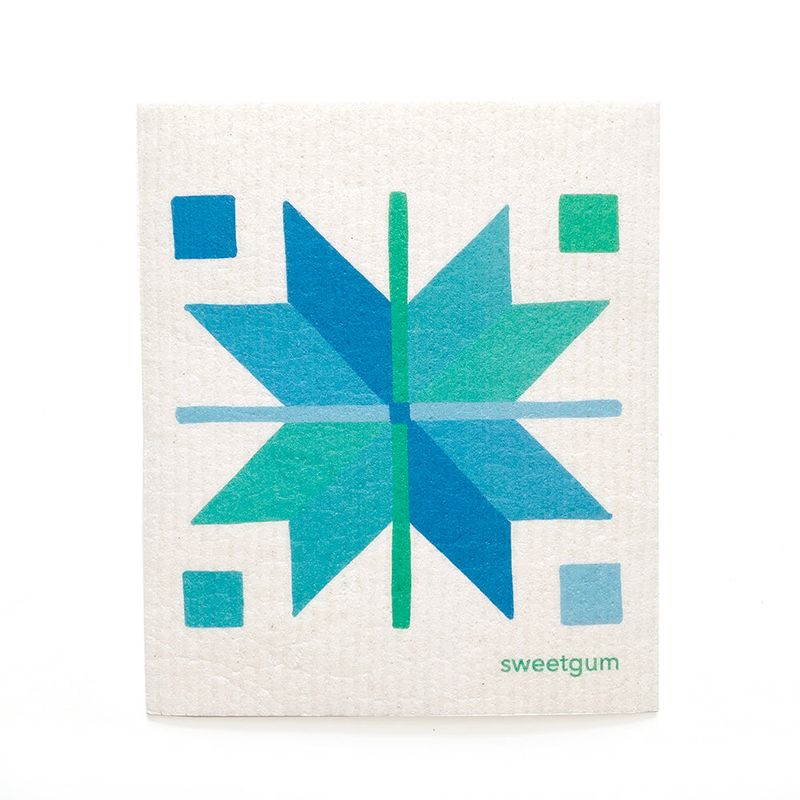 Blue Quilt Stars Swedish Dishcloth