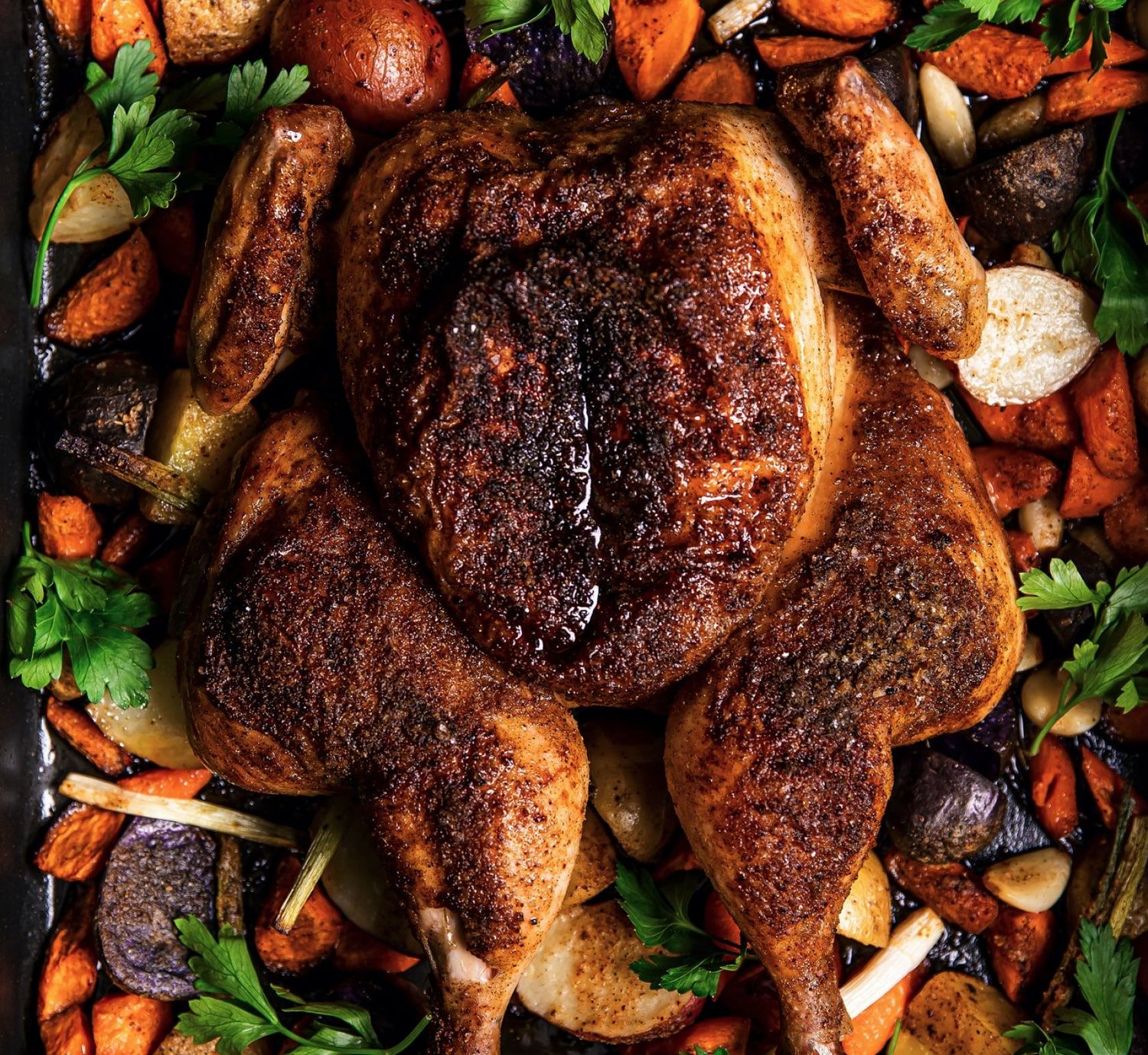 Hot Honey Roasted Chicken &amp; Carrots