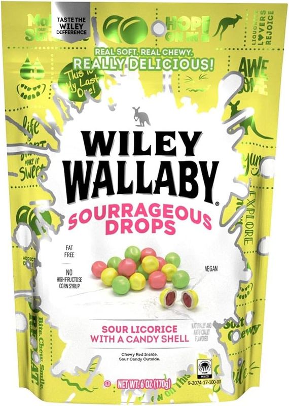 Wiley Wallaby Sourrageous Licorice Drops 6 oz