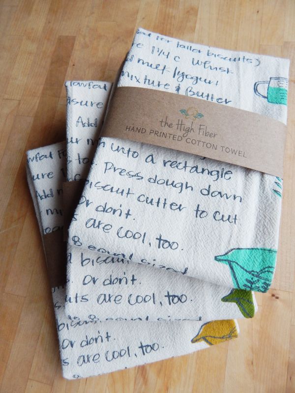 Handprinted Biscuit Kitchen Towel Moss
