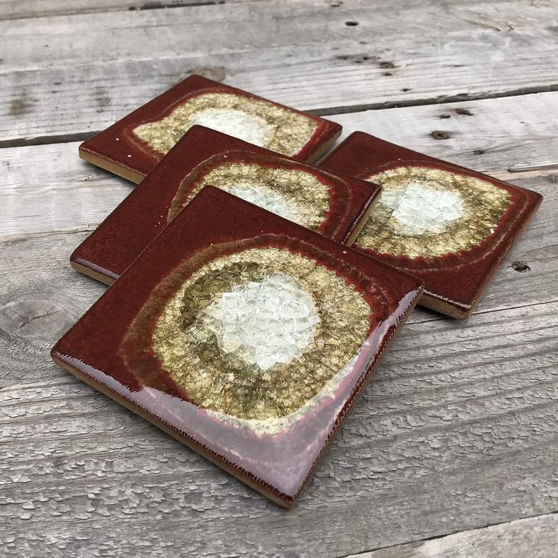 Fox Coaster - Handmade Ceramic Coaster Cinnamon &amp; White