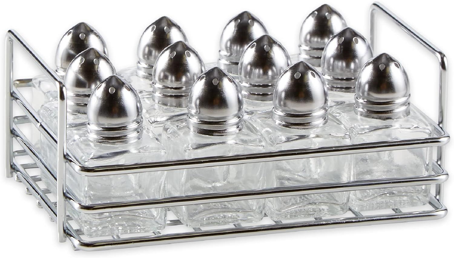 Mini Salt &amp; Pepper Shakers, Set of 12 with rack
