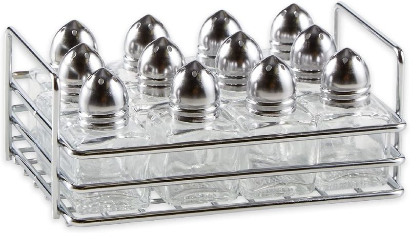 Mini Salt &amp; Pepper Shakers, Set of 12 with rack