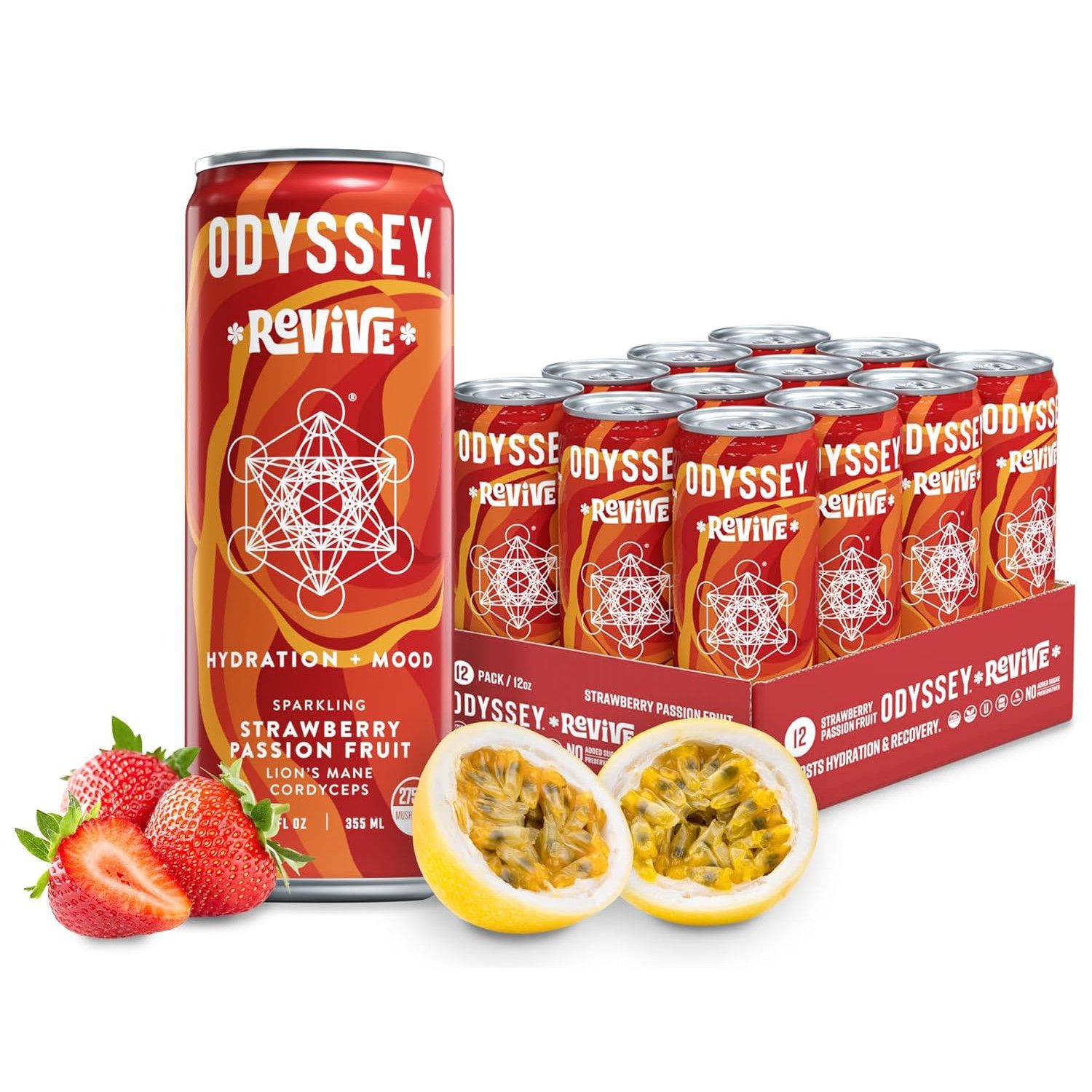 Strawberry Passion Fruit Revive Sparkling Mushroom Hydration