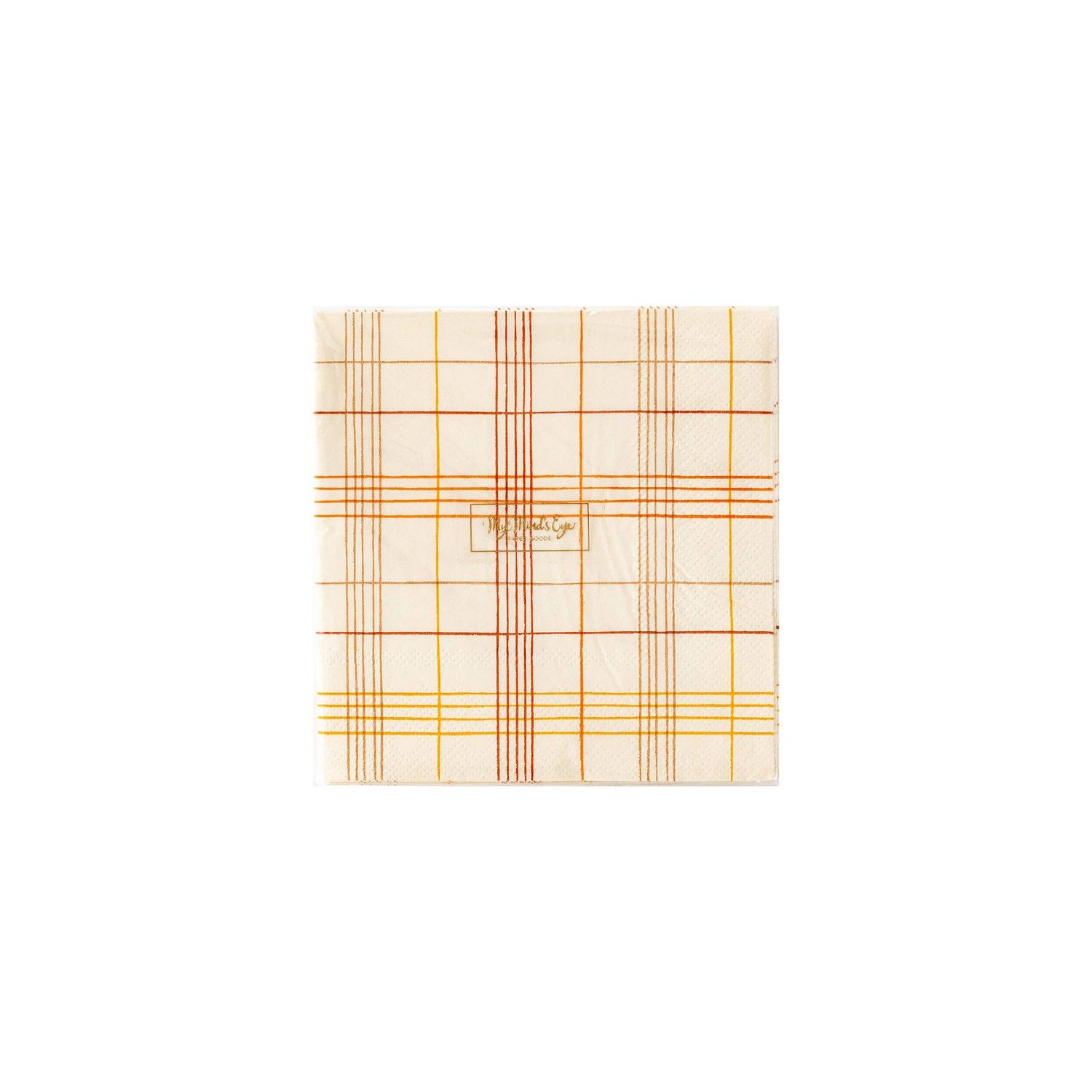 Harvest Fall Scene Plaid Cocktail Napkin