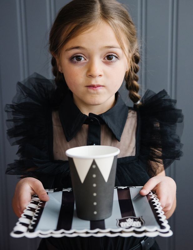 Party More Tonal Black Stripe Paper Plate