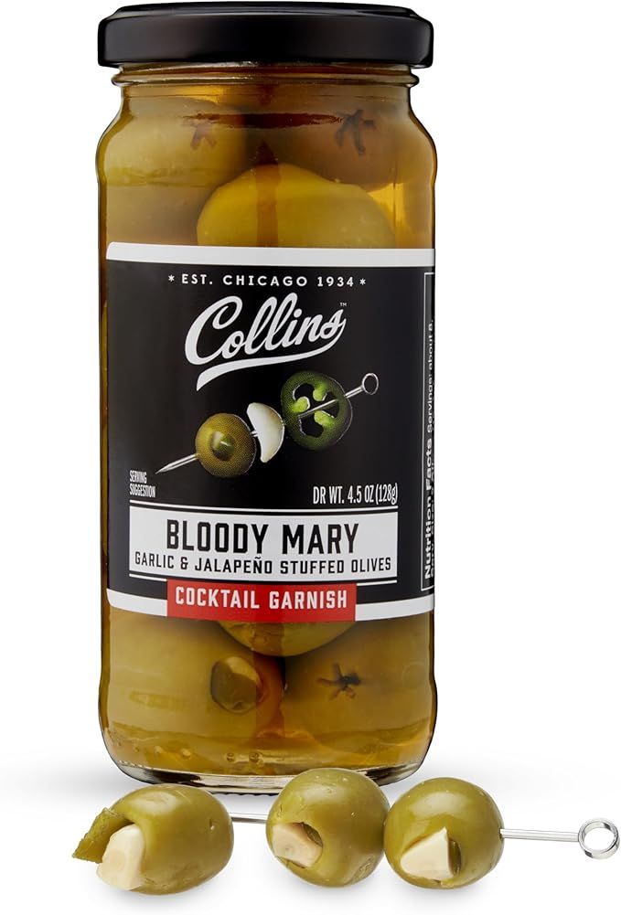 Bloody Mary Jalapeno &amp; Garlic-Stuffed Cocktail Olives